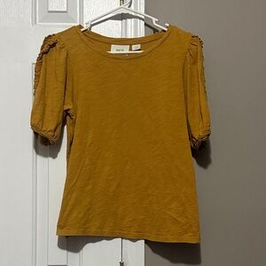 Maeve by Anthropologie Golden Yellow Short Sleeve Top Size Small